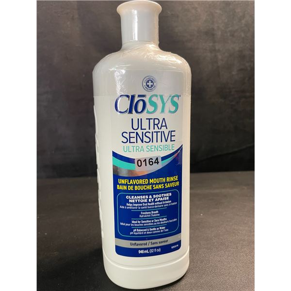 1 Bottle of CloSys Ultra Sensitive Unflavored Mouth Rinse/Mouthwash - 946ml - New Sealed