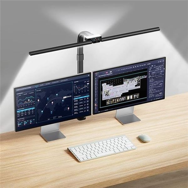 1 LED Desk Lamp for Home Office - 24W Bright Double-Head Desk Light; 25 Modes - 31inch - New