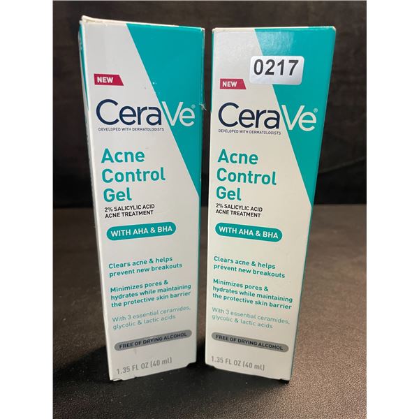 2 CeraVe Acne Control Gels/Acne Treatments - Clears Acne & Prevents New Breakouts - 40ml - New