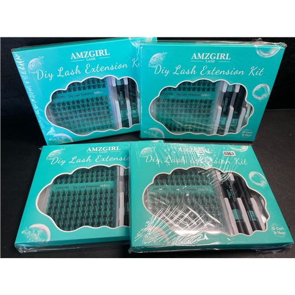 4 Amzgirl DIY At-Home Lash Extension Kits - D-Mix (8-16mm) w/ Bond and Seal, Applicator, and Remover