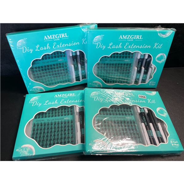 4 Amzgirl DIY At-Home Lash Extension Kits - D-Mix (8-16mm) w/ Bond and Seal, Applicator, and Remover