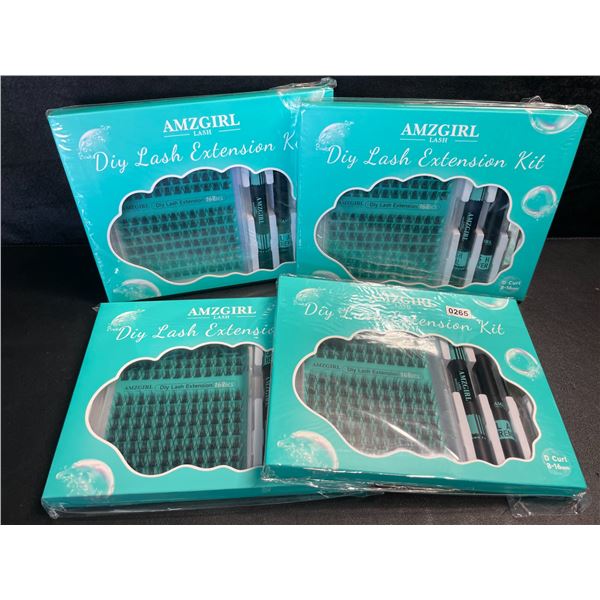 4 Amzgirl DIY At-Home Lash Extension Kits - D-Mix (8-16mm) w/ Bond and Seal, Applicator, and Remover