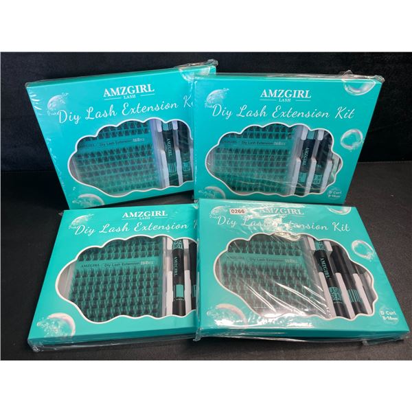 4 Amzgirl DIY At-Home Lash Extension Kits - D-Mix (8-16mm) w/ Bond and Seal, Applicator, and Remover