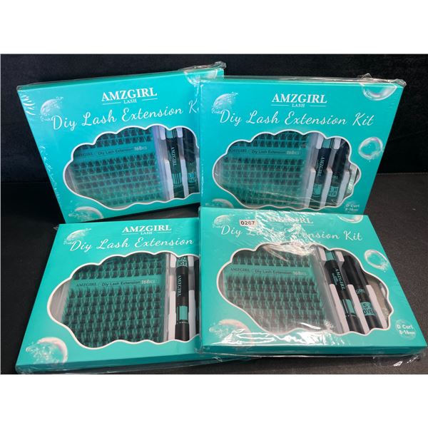 4 Amzgirl DIY At-Home Lash Extension Kits - D-Mix (8-16mm) w/ Bond and Seal, Applicator, and Remover