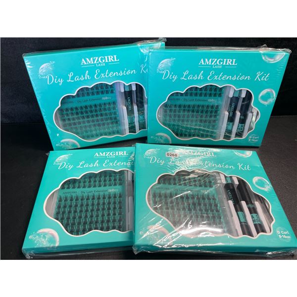 4 Amzgirl DIY At-Home Lash Extension Kits - D-Mix (8-16mm) w/ Bond and Seal, Applicator, and Remover