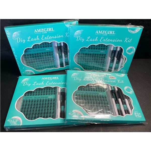 4 Amzgirl DIY At-Home Lash Extension Kits - D-Mix (8-16mm) w/ Bond and Seal, Applicator, and Remover