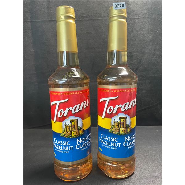 2 Torani Classic Hazelnut Naturally Flavored Syrups; 750ml Each - BB: FEB 01/2027 - New