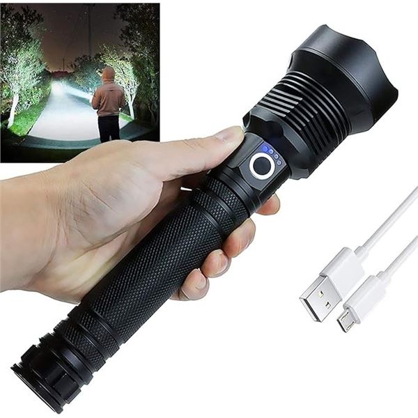 1 High-Power Tactical Rechargeable LED Flashlight; Ultra-Bright (90,000 Lumens) Waterproof - NEW