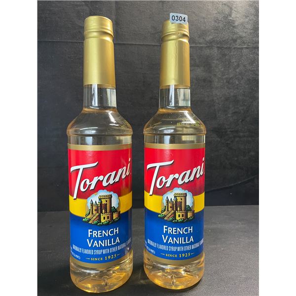 2 Torani French Vanilla Naturally Flavored Syrups; 750ml Each - BB: NOV 18/2026 - New