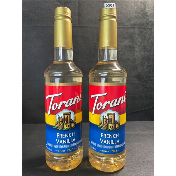 2 Torani French Vanilla Naturally Flavored Syrups; 750ml Each - BB: NOV 18/2026 - New