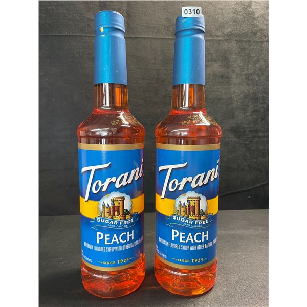 2 Torani Peach Naturally Flavored Sugar-Free Syrups; 750ml Each - BB: JAN 24/2027 - New