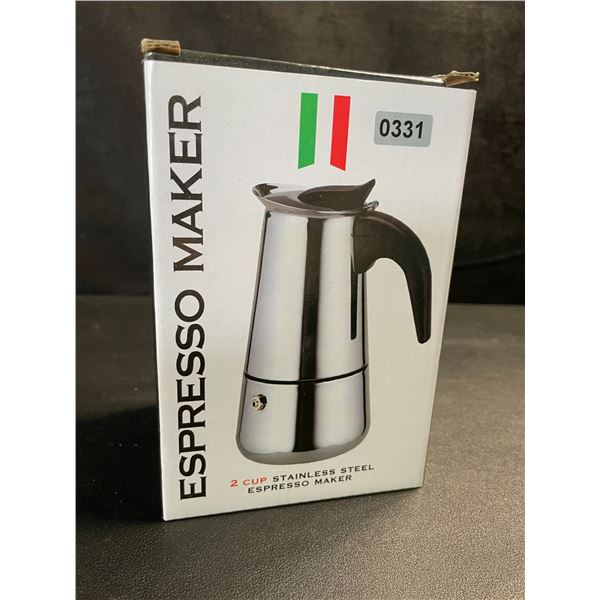 1 Stainless Steel Espresso Maker; 2-Cup Capacity - New