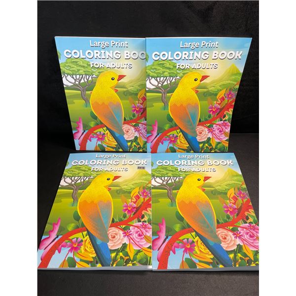4 Large Print Coloring Books for Adults; Great Detailed Designs - Brand New