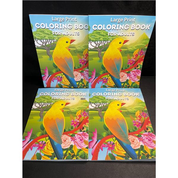 4 Large Print Coloring Books for Adults; Great Detailed Designs - Brand New