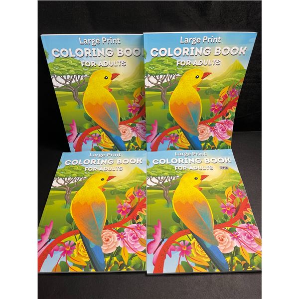 4 Large Print Coloring Books for Adults; Great Detailed Designs - Brand New
