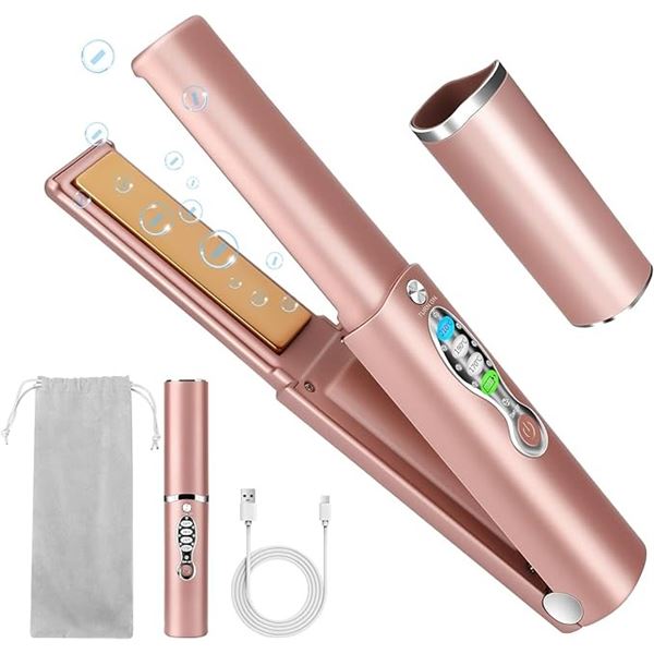 1 Cordless/Rechargeable Hair Straightener - Pink - Great for Travel/On The Go! USB-C Charging - New