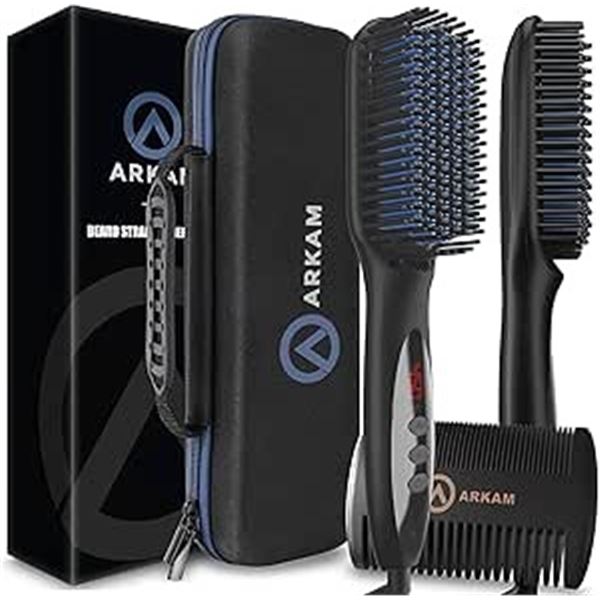 1 Arkam Beard Straightener Brush Kit for Men - Premium Heated Brush Kit w/ Case - NEW SEALED