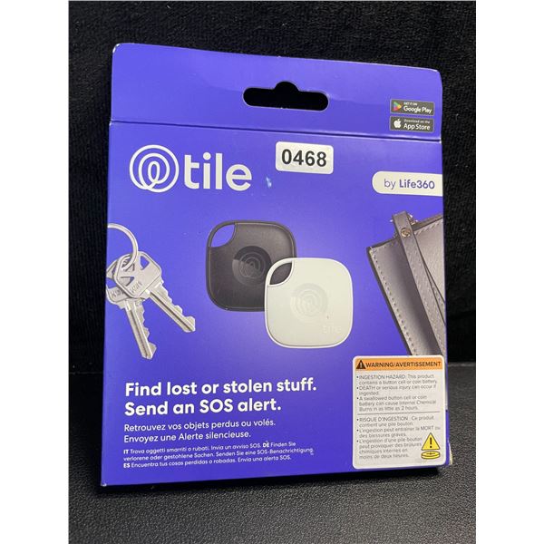 2-Pack of TILE by Life360 Bluetooth Trackers; Key Finder/Item Locator Trackers (Black/White) - New