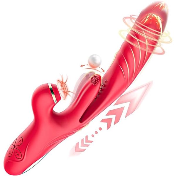 1 Triple-Action Thrusting, Vibrating, and Sucking Dildo Vibrator Sex Toy for Women - New Sealed