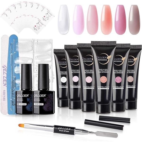 1 Gellen Professional Poly Gel - Nail Extension All-In-One Kit for DIY Gel Nails - New