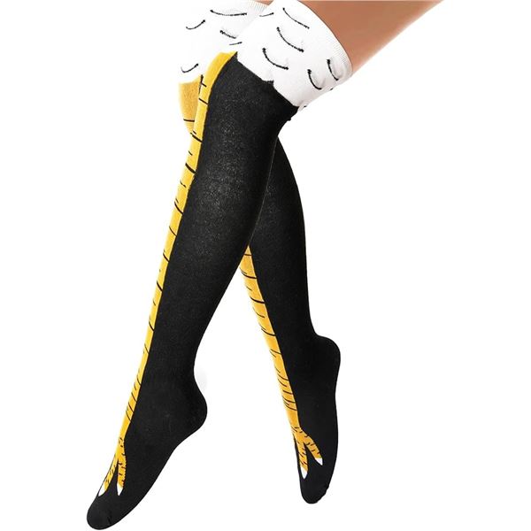 4 Pairs of Funny/Crazy Knee-High Chicken Feet Socks for Adults - New