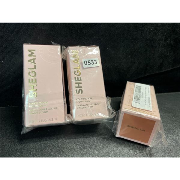 3 SHEGLAM Color Bloom Liquid Makeup Blush; Matte Finish - "Birthday Suit" Shade - New