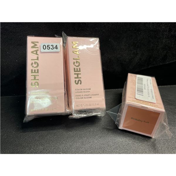3 SHEGLAM Color Bloom Liquid Makeup Blush; Matte Finish - "Birthday Suit" Shade - New