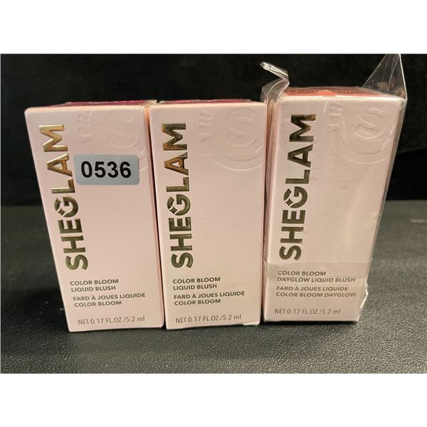 3 Assorted SHEGLAM Color Bloom Liquid Makeup Blush (2x On Point Shade, 1x Risky Business Shade) New