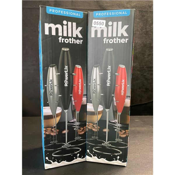2 PowerLix Professional Handheld Electric Milk Frothers - Battery Operated - New