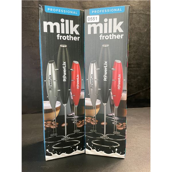 2 PowerLix Professional Handheld Electric Milk Frothers - Battery Operated - New