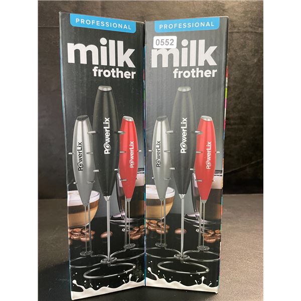 2 PowerLix Professional Handheld Electric Milk Frothers - Battery Operated - New