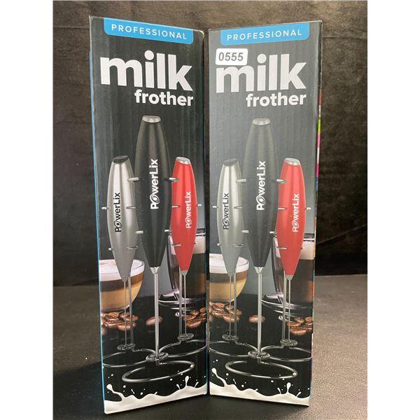 2 PowerLix Professional Handheld Electric Milk Frothers - Battery Operated - New