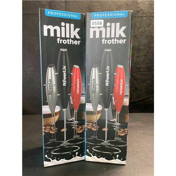 2 PowerLix Professional Handheld Electric Milk Frothers - Battery Operated - New