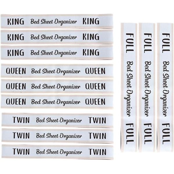 12PC Bed Organizer Sheet Label Bands; Elastic Labelled Bedding Straps for Organization - New