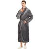 Image 1 : 1 Men's Plush Fleece Robe/Housecoat with Shawl Collar - Size M - Grey - Brand New
