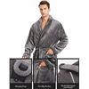 Image 2 : 1 Men's Plush Fleece Robe/Housecoat with Shawl Collar - Size M - Grey - Brand New