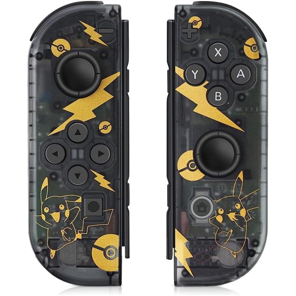 1 Set of Gold/Black Pikachu Pokemon Design Joycon Controllers for Nintendo Switch - New