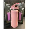 Image 1 : 2 Insulated Water Bottles (12oz) Double-Wall Vacuum Insulated Bottles w/ Straw - Pink - New