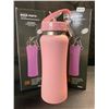 Image 1 : 2 Insulated Water Bottles (12oz) Double-Wall Vacuum Insulated Bottles w/ Straw - Pink - New