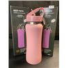 Image 1 : 2 Insulated Water Bottles (12oz) Double-Wall Vacuum Insulated Bottles w/ Straw - Pink - New