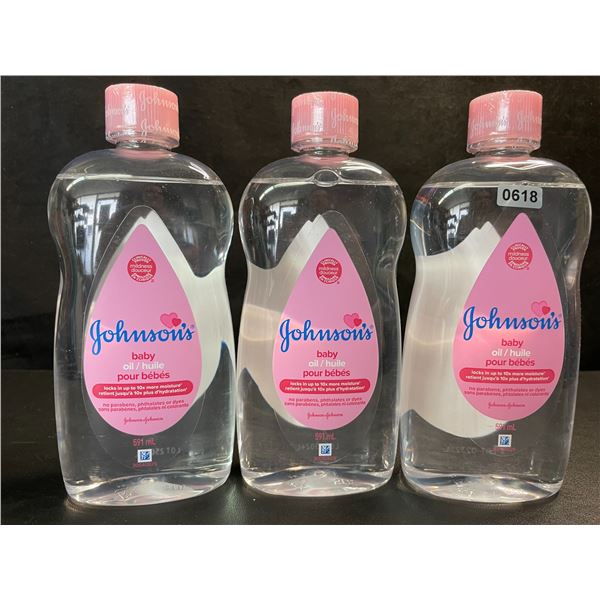 3 Bottles of Johnson's Baby Oil - 591ml - New Sealed