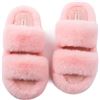 Image 1 : 1 Pair of Pink Women's Fluffy Faux-Fur Two-Band Fuzzy Slippers - Size L (9-10) - New in Box