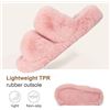 Image 2 : 1 Pair of Pink Women's Fluffy Faux-Fur Two-Band Fuzzy Slippers - Size L (9-10) - New in Box