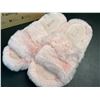 Image 3 : 1 Pair of Pink Women's Fluffy Faux-Fur Two-Band Fuzzy Slippers - Size L (9-10) - New in Box
