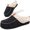 Image 1 : 1 Pair of LongBay Women's Wool Sherpa Memory Foam Slippers (Size XL/11-12) - Black - New