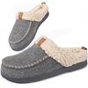 Image 1 : 1 Pair of LongBay Women's Wool Sherpa Memory Foam Slippers (Size XL/11-12) - Grey - New