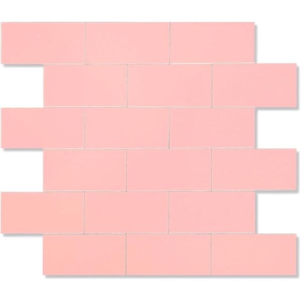 Oyasimi 20-Pack of Peel & Stick Wall Backsplash Tiles for Kitchen/Bathroom - Polished Pink - New