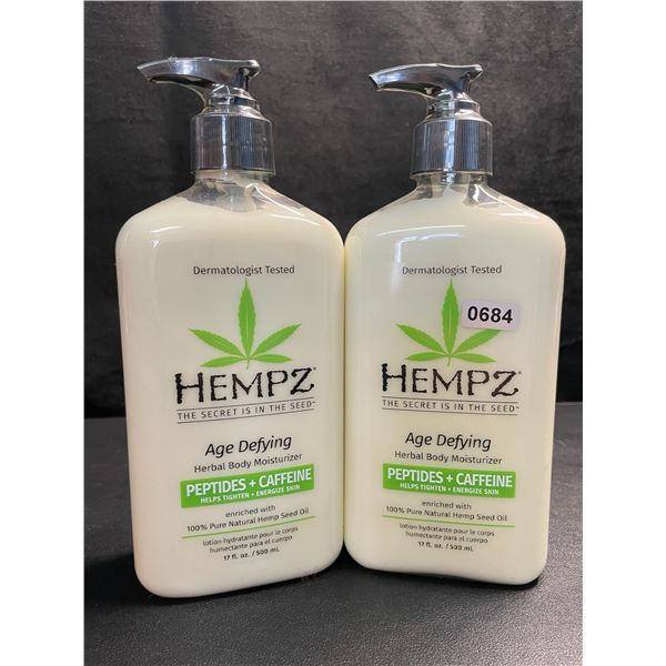 HEMPZ Age Defying Herbal Body Moisturizers; Peptides + Caffeine Energizes/Tightens - 500ml - New