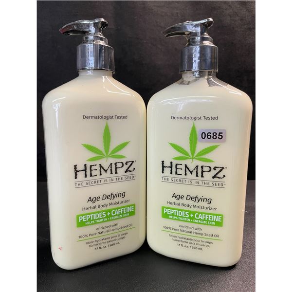 HEMPZ Age Defying Herbal Body Moisturizers; Peptides + Caffeine Energizes/Tightens - 500ml - New