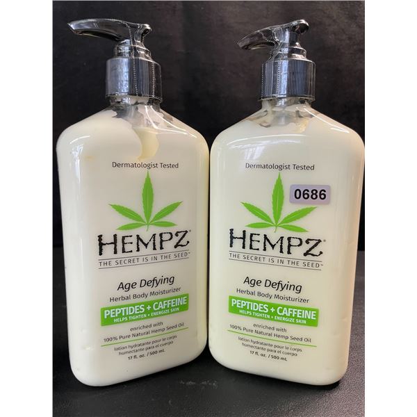 HEMPZ Age Defying Herbal Body Moisturizers; Peptides + Caffeine Energizes/Tightens - 500ml - New